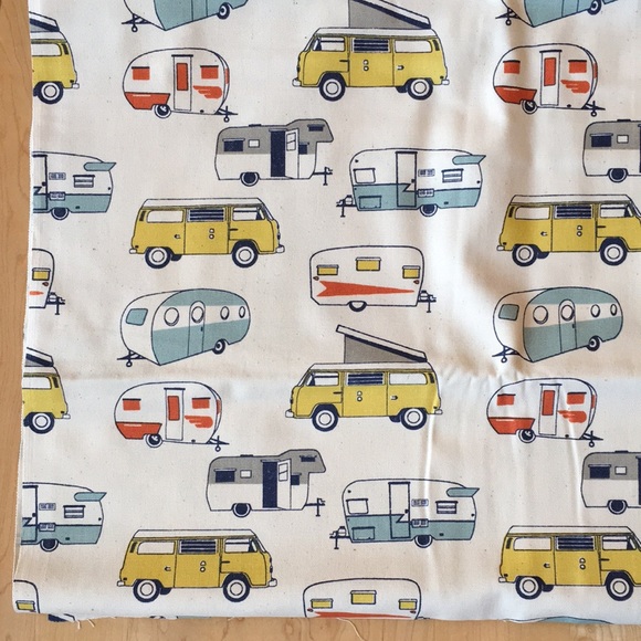 VW Vanagon Camper Van & Vintage Trailer Print Duck Cloth Fabric - Picture 4 of 9